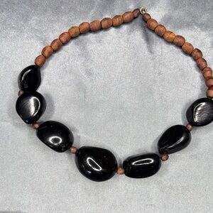 Elegant Black and Brown Beaded Necklace